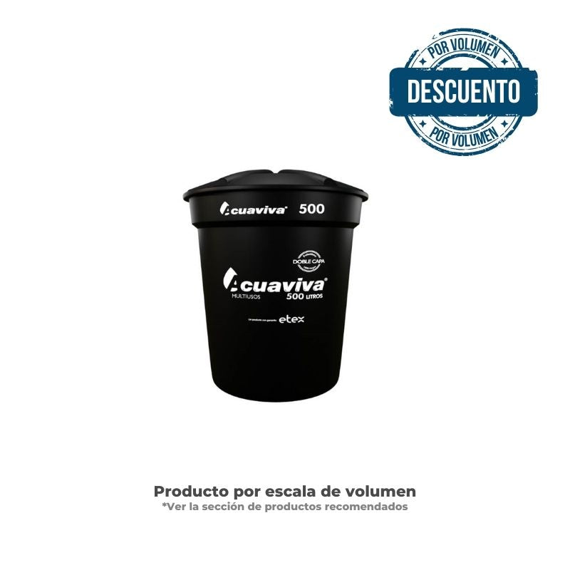 Kit 500 Litros Acuaviva Tanque + Tapa + Conexiones Color  Negro
