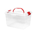Caja Fantasía 14 L Transparente con Manija Roja 01691ROJO