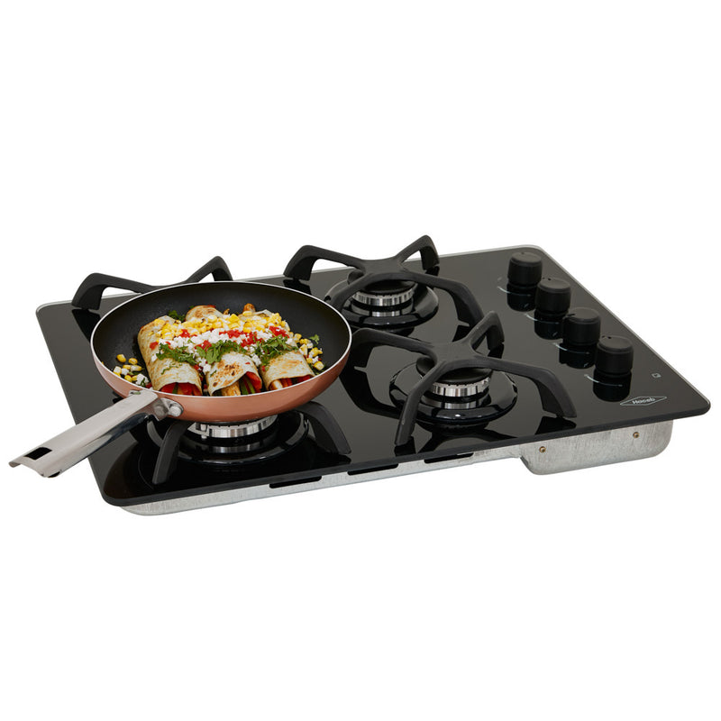 Cubierta para Empotrar de Cristal 60 Cm Negro Gas Propano 9000769