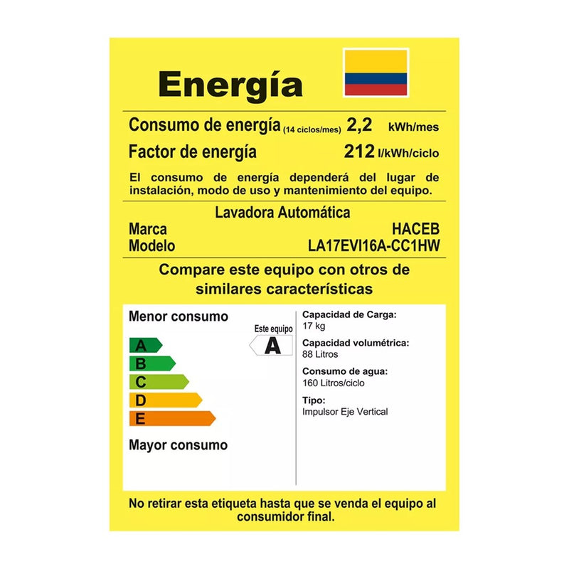 Lavadora Automática de 17 KG Digital Color Negro 9002538