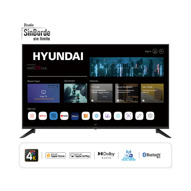 Televisor LED 50" 127cm Smart UHD 4K Color Negro