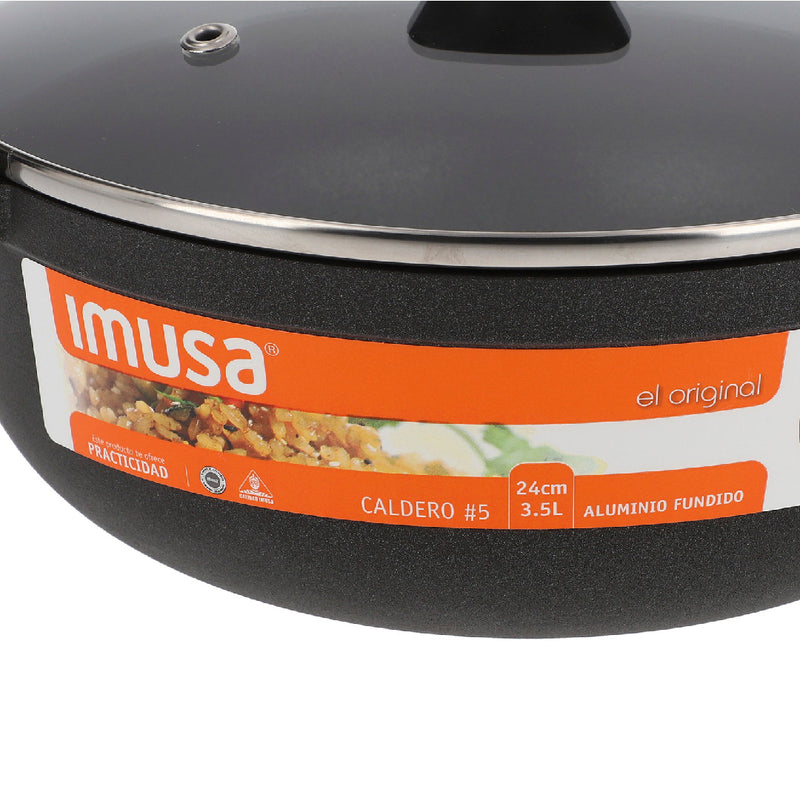 Caldero Antiadherente 24cm IMUSA Tapa de Vidrio