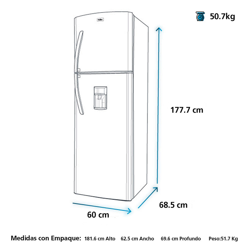 Nevera Frost Mabe 320Lt 2 Puertas Grafito. RMC320FACG1