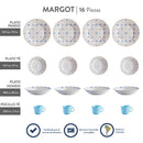 Vajilla Corona Margot Multicolor 16 Piezas 4 Puestos VL113L040116