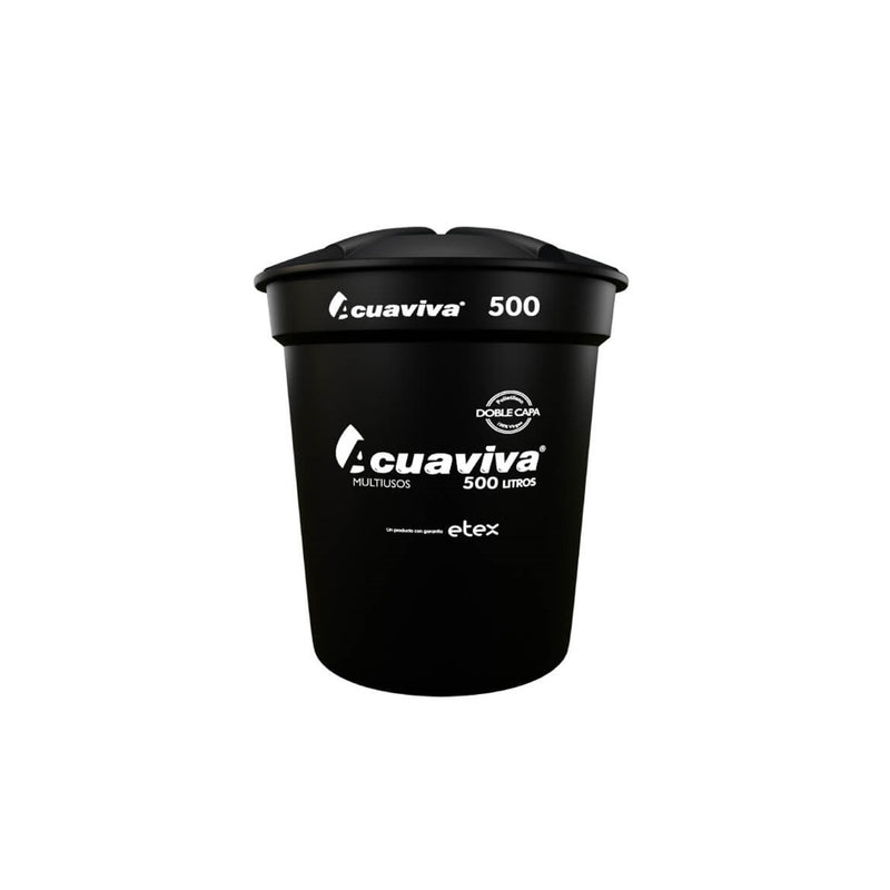 Kit 500 Litros Acuaviva Tanque + Tapa + Conexiones Color  Negro