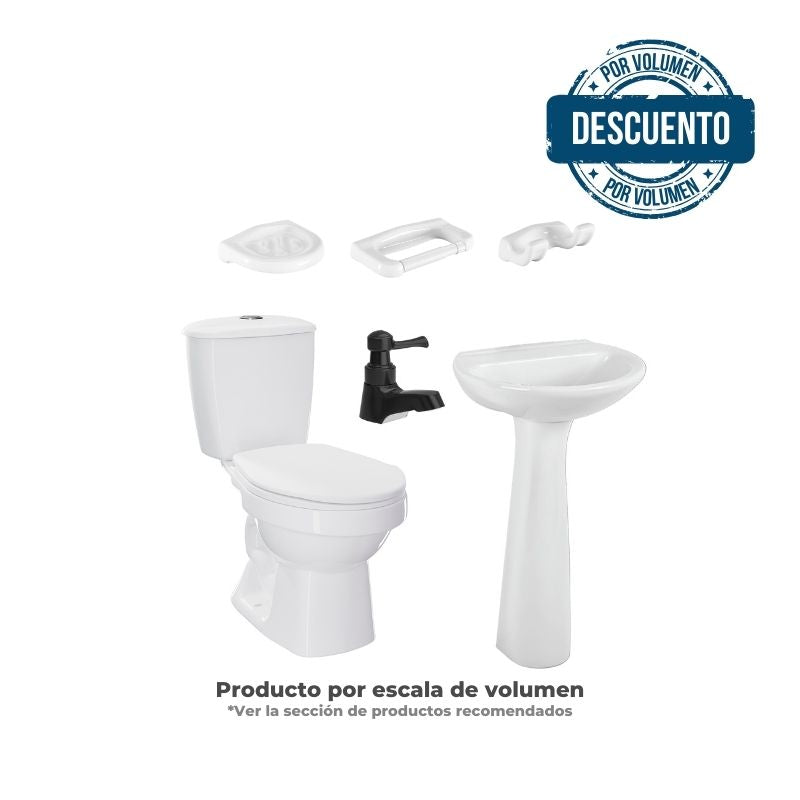 Combo Laguna 4.8 con Pedestal Blanco Grifería Negra