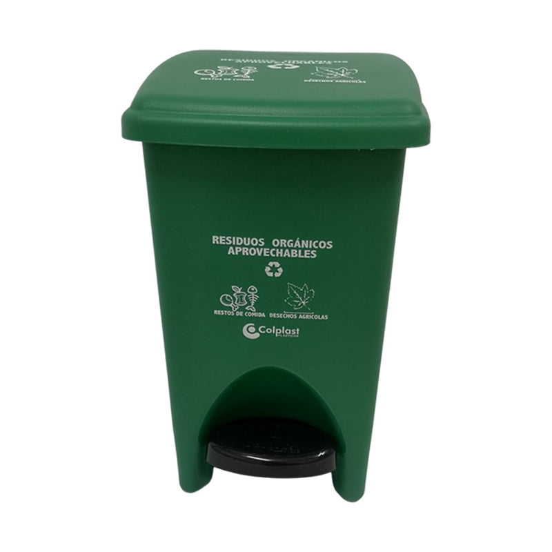 Papelera Rectangular de Pedal 12 Litros Peletizada - Verde 764