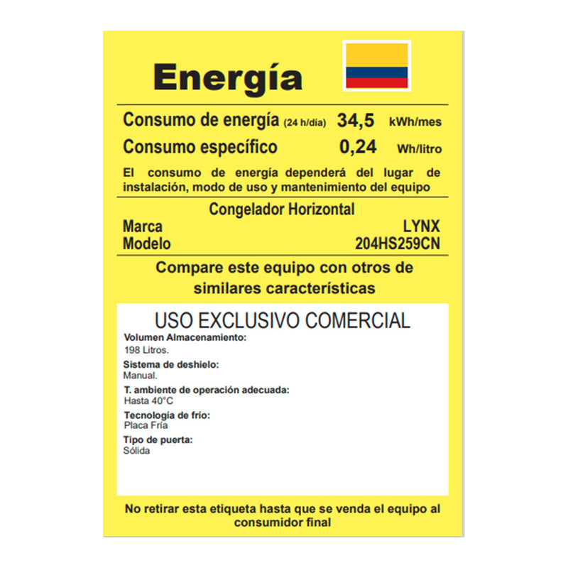 Congelador Horizontal 198 Litros Lynx Blanco. HS259CN