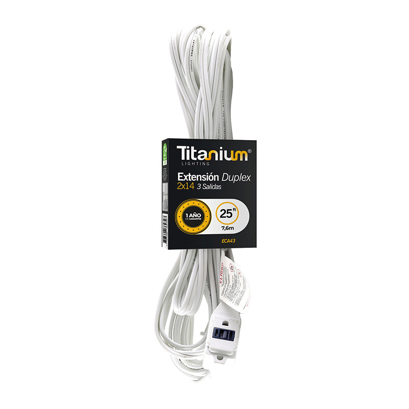 ECA43    Extensión Duplex 2x14 25FT (7,6MT) Blanco