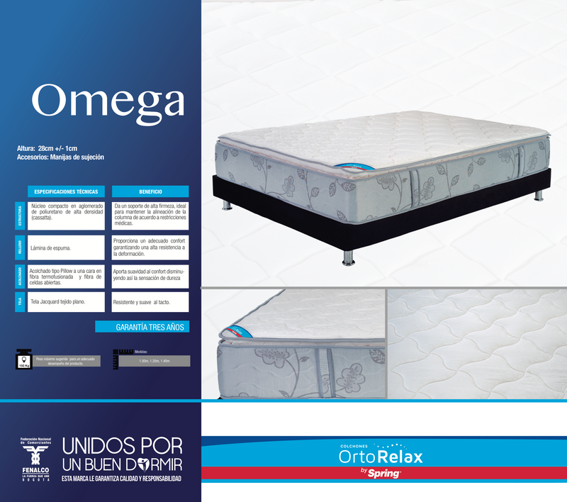 Colchon Ortorelax Omega de 120x190 28CM ALM