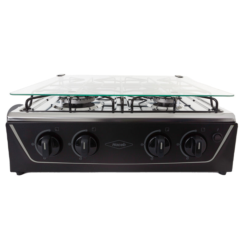 Sobremesa Avellana de 4 Puestos con tapa de vidrio color negro - Gas Propano 9001814