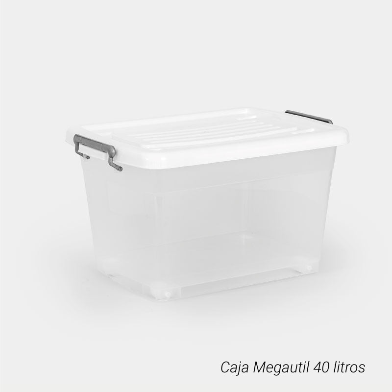 Caja Megautil con Ruedas de 40 Litros Blanco 01693BLANCO
