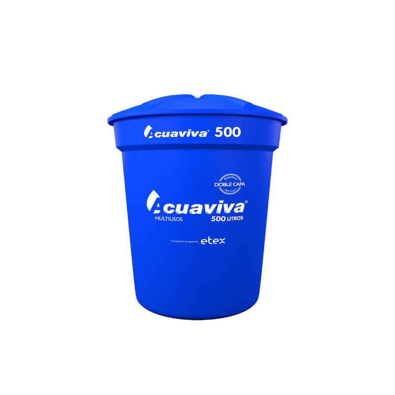 Kit 500 Litros Acuaviva Tanque + Tapa + Conexiones Color Azul 500 Litros