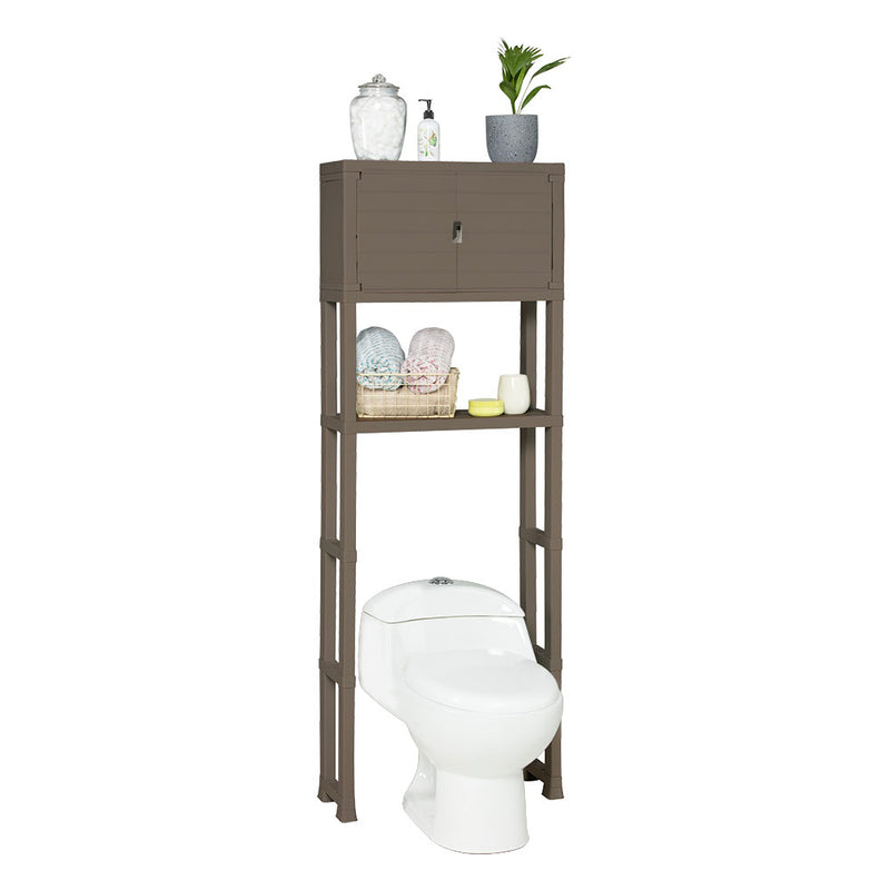 Estante Organizador de Baño 3 Niveles con Puertas Mocca