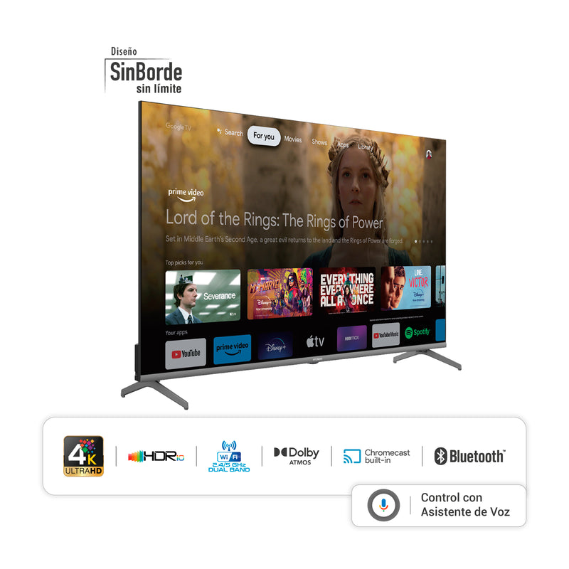 Televisor Smart 50" LED UHD 4K Google Negro HYLED5024G