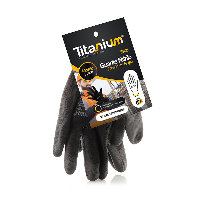 FSI08    Guante de Nitrilo Economico Talla M Negro