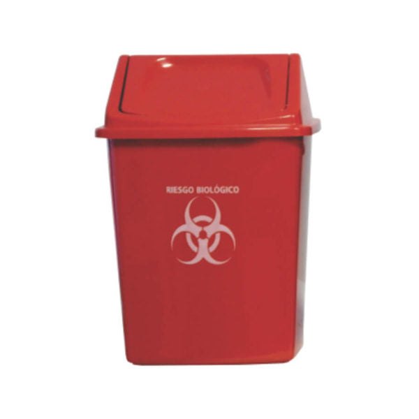 Papelera vaiven de 22lt color rojo con etiqueta 320