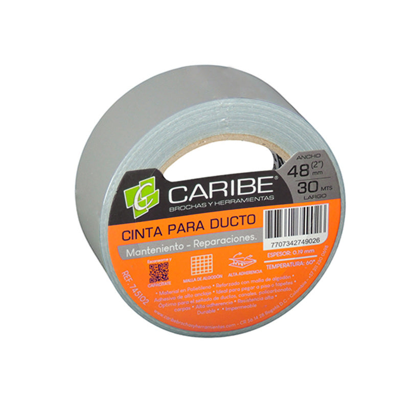 Cinta Ducto Caribe 48mm x 30mt Gris -745102-749026