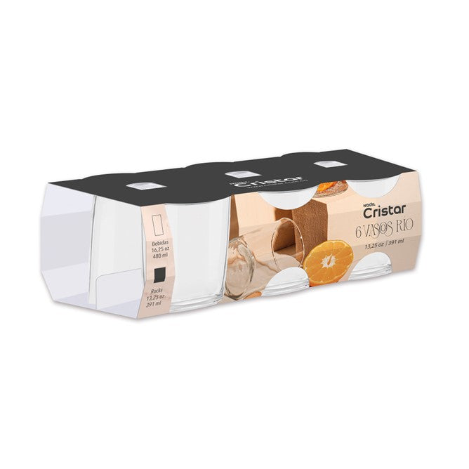 Vaso Rio Rocks 13.25 Oz 8 Canastillas x 6 Unidades 0935CL6