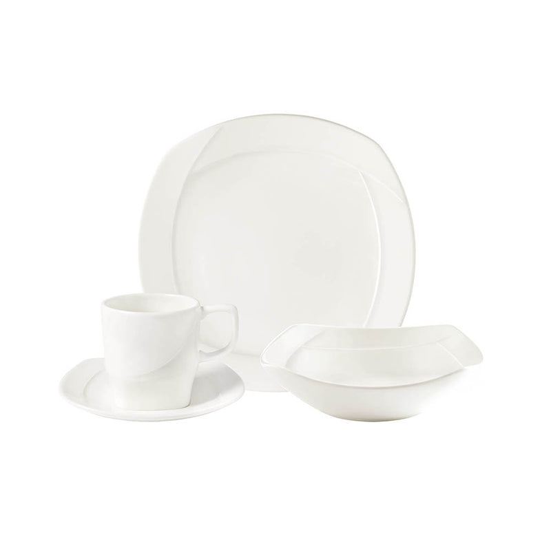 Vajilla Luciana 4 Puestos 16 Piezas Cuadrada Blanco VL1100040416