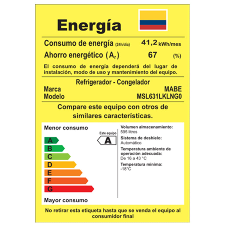 Nevecon Mabe de 631 Litros Black Glass MSL631LKLNG0