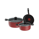 Bateria Colors 5 Piezas Antiadherente Tapa de Vidrio Rojo 5861032994