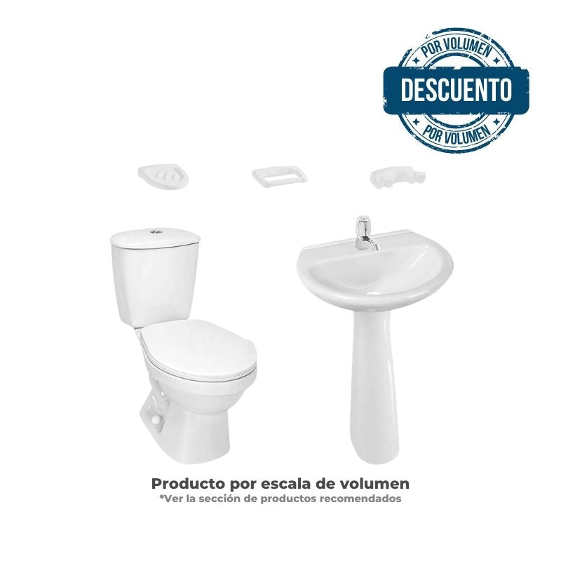 Combo Laguna 4.8Litros Con Pedestal Blanco Grifería Cromada