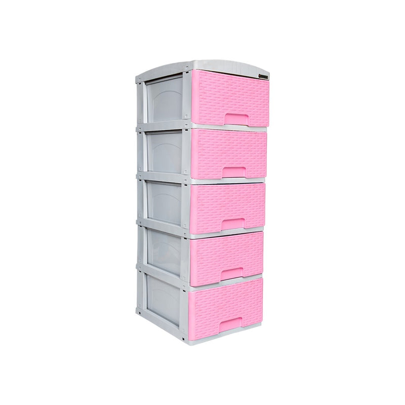 Practimueble Pequeño x 5 Cajones Rattan Rosa/Gris 1348
