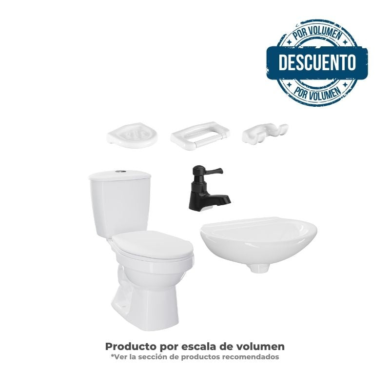 Combo Laguna 4.8 Sin Pedestal Blanco con Grifería Negra