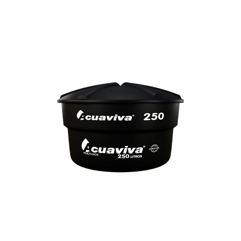 Kit 250 Litros Acuaviva Tanque + Tapa + Conexiones Color Negro