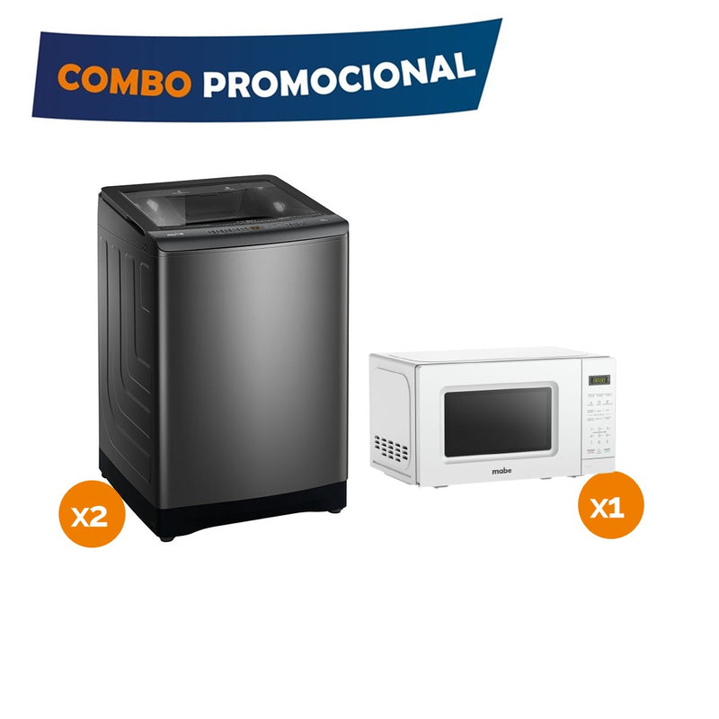 Combo 2 Lavadoras Automaticas Mabe 14KG + Obsequio Microondas 0.7 Blanco COMBO4120MICRO