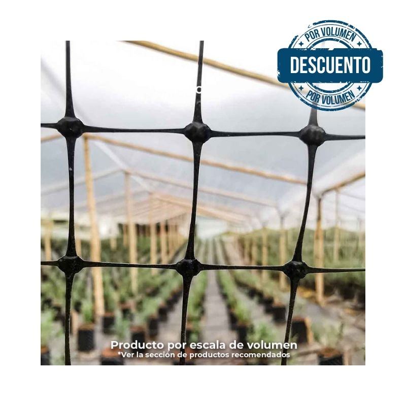 Malla gallinero, orificio 25/30mmx1.8m de ancho,NEGRO,UV 2 años, 60g Rollo x 50 MT 3100365NEGRO