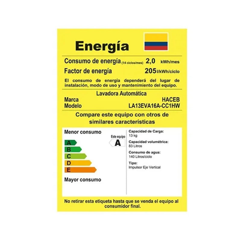 Lavadora automática Awua 13kg con perilla Color negro 9002532