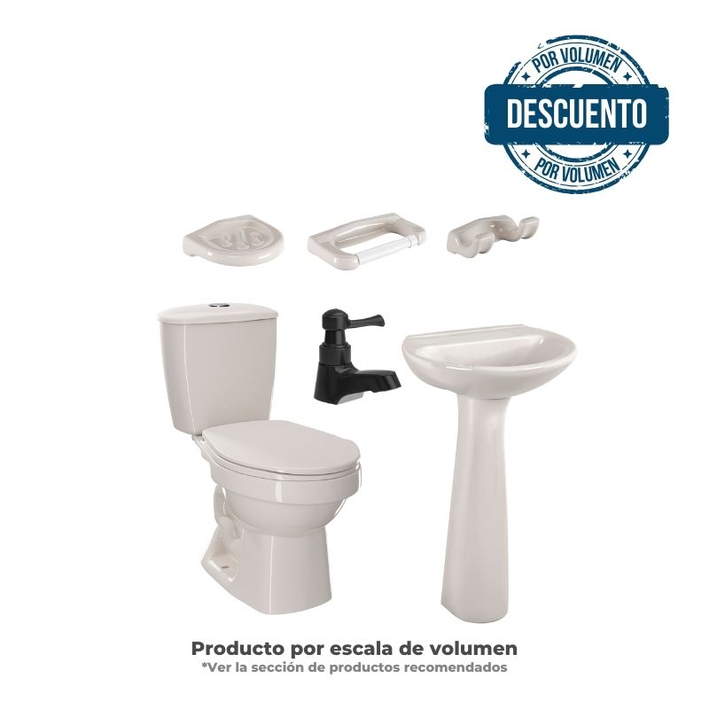 Combo Laguna 4.8 con Pedestal Bone Grifería Negra