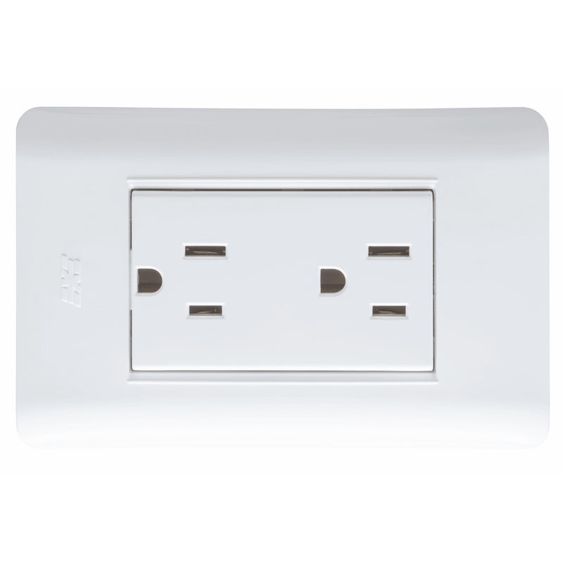 Toma Doble Con Polo a Tierra Duomo Blanco 15066N