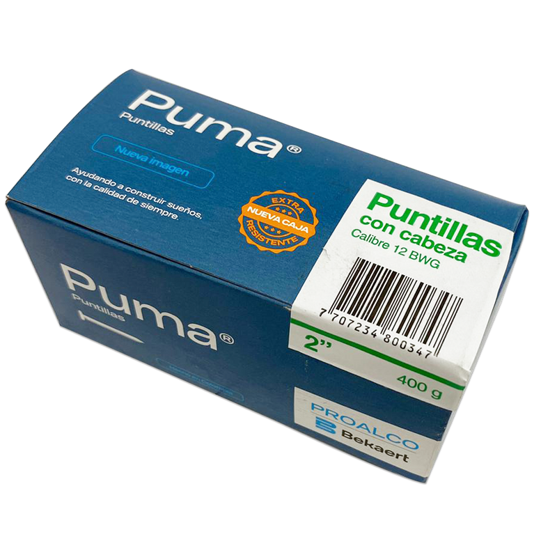 Puntilla Con cabeza  PUMA 2" Caja X 50 Cajetillas de 400g