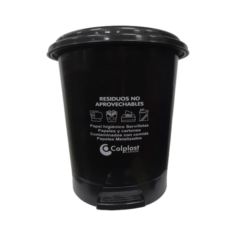 Papelera pedal de 12lt peletizada color negra con etiqueta 1099