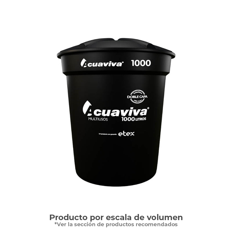 Kit 1000 Litros Acuaviva Tanque + Tapa + Conexiones Color Negro