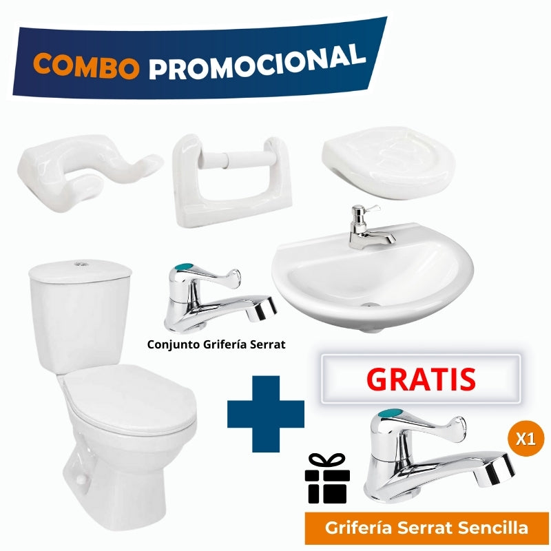 Combo Laguna 4.8 Litros Sin Pedestal Blanco + Grifería Cromada Serrat Gratis