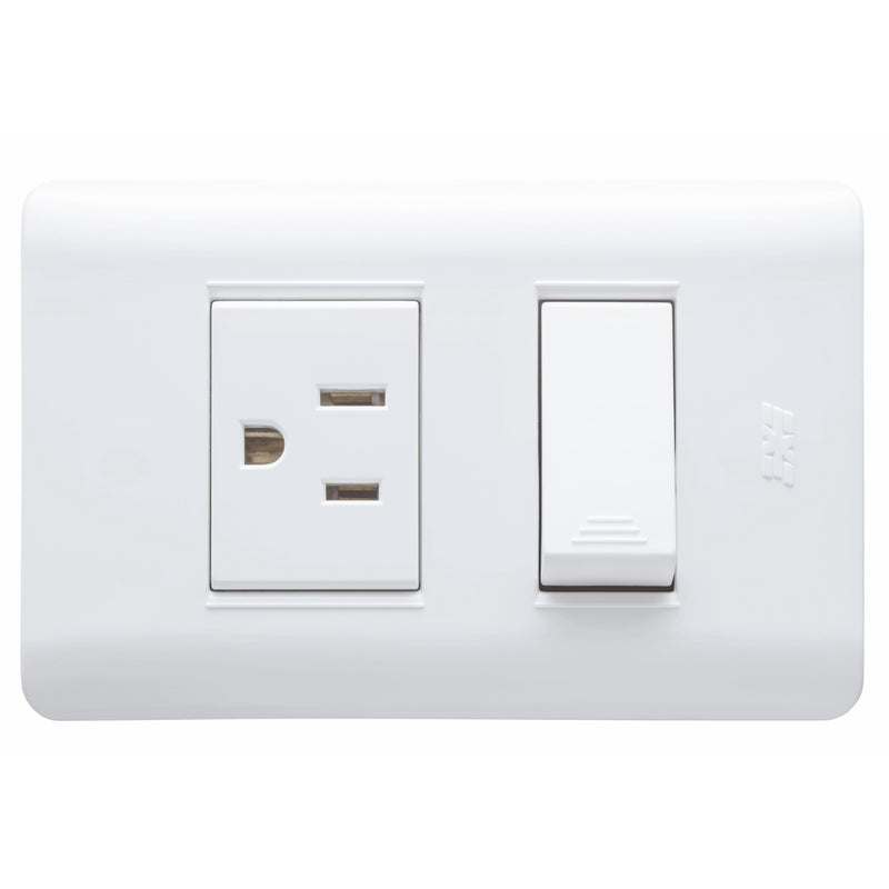 Interruptor Sencillo Toma Con Polo Color Blanco 15016N