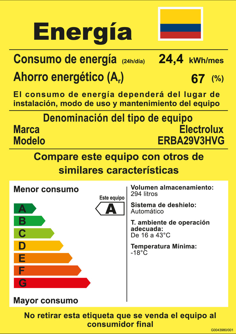 Nevera No Frost Congelador Inferior 285 Litros Silver ERBA29V3HVG