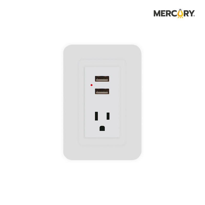 Toma Sencillo Polo a Tierra con USB Blanco ETI71