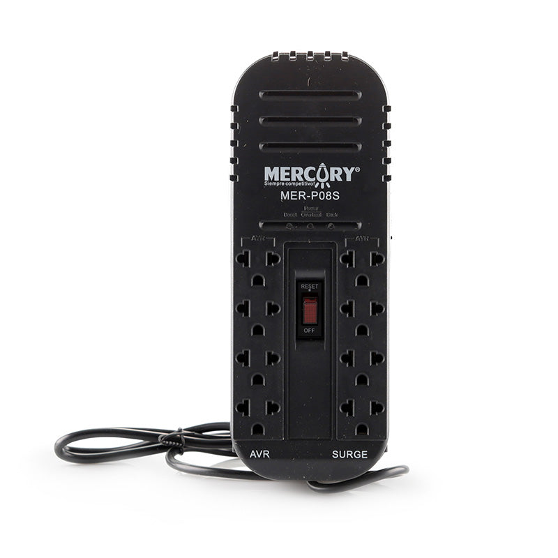 Regulador de Voltaje de 8 Salidas 125V Negro ECA114