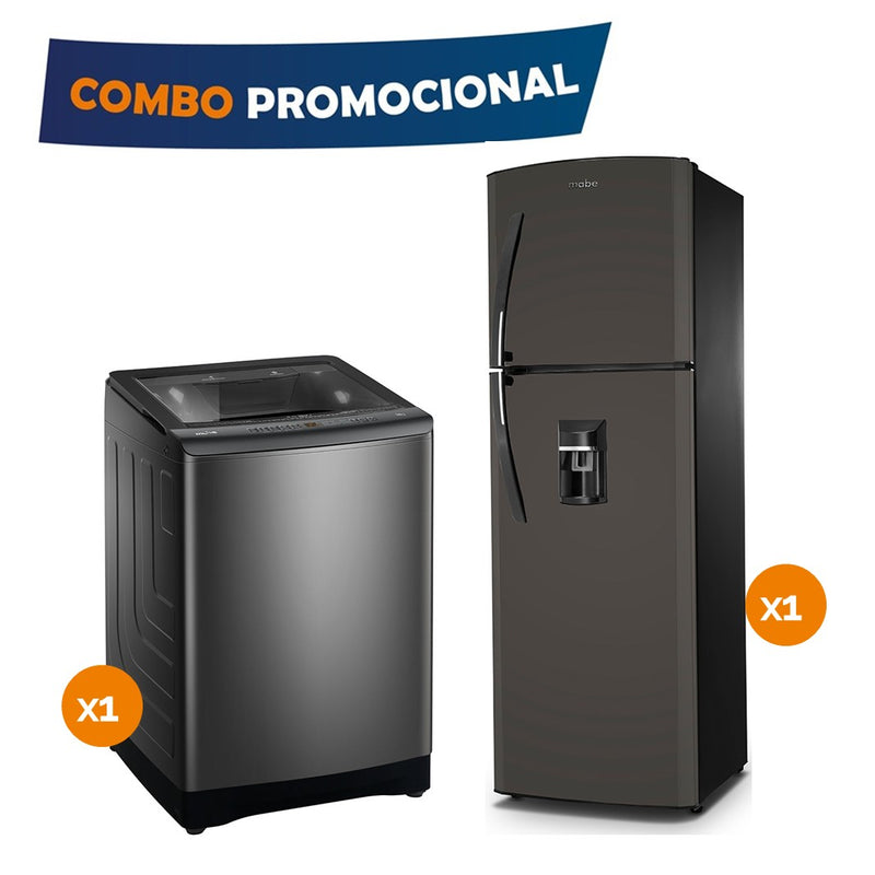 Combo Lavadora 14KG Mabe Gris + Nevera N-frost Mabe 247LT COMBO4120247