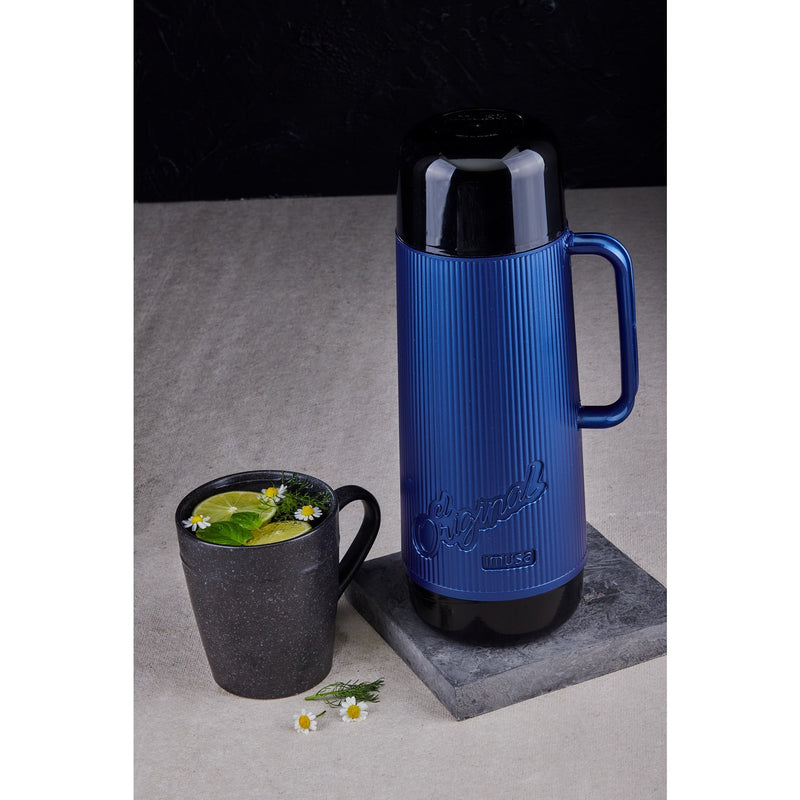 Termo Liso 1 Litro Color Negro Azul 1257200