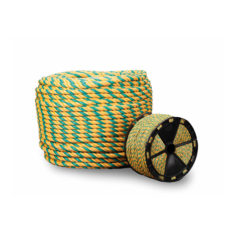 2201032   Soga Polipropileno 8mm, rafia 5/16" amarillo,verde Rollo x 350 MT