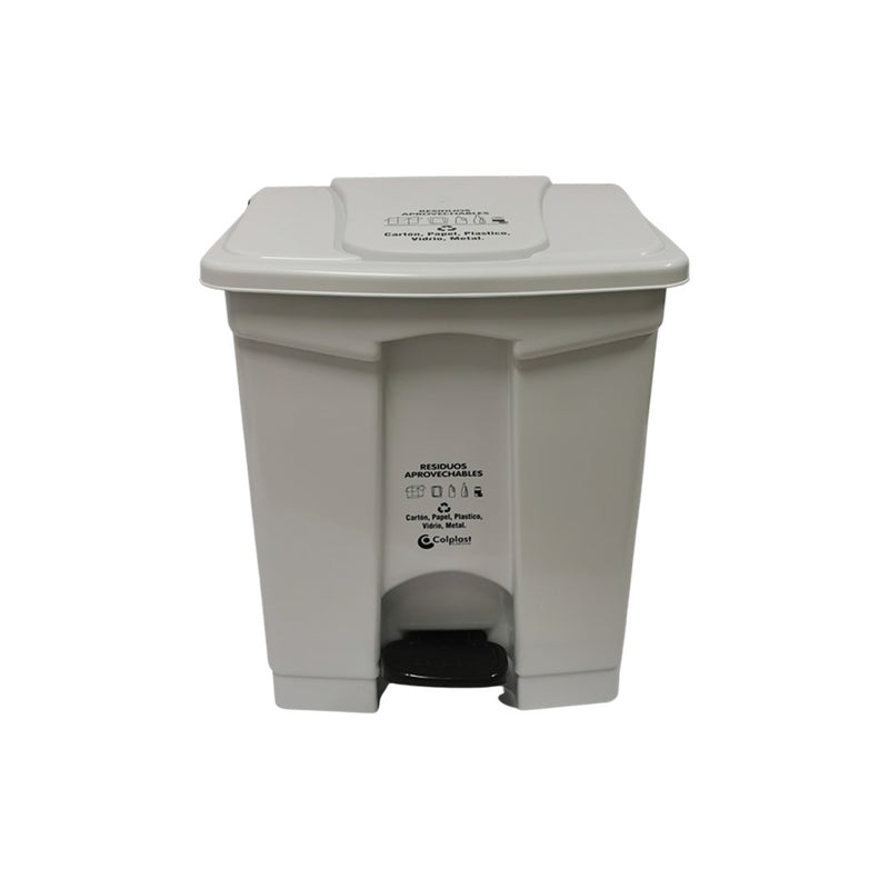 Papelera de Pedal 60 Litros Peletizada Marcada - Blanca 1110