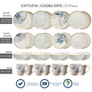 Vajilla Corona Cattleya Caoba Gris 32 Piezas 8 Puestos VL1964080232