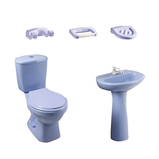 Combo Laguna 4.8 Litros Con Pedestal Azul Cielo Grifería Cromada