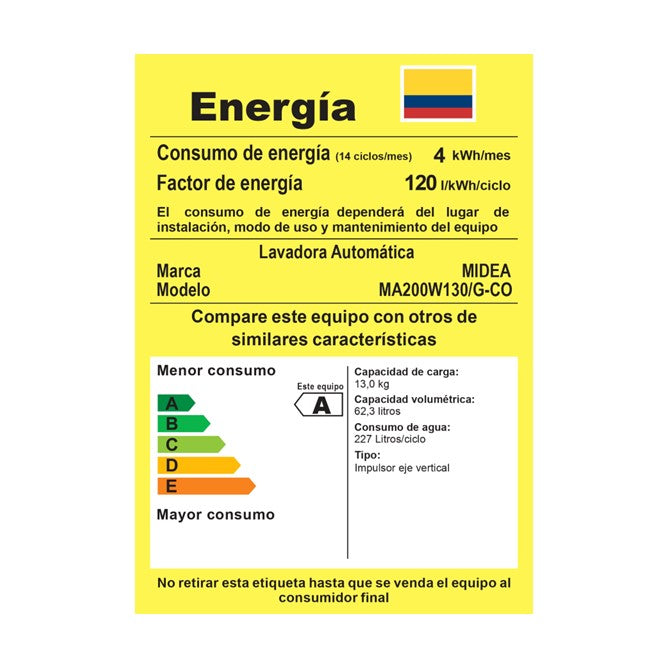 Lavadora Automatica Carga Superior Midea 13KG Gris MA200W130/G-CO